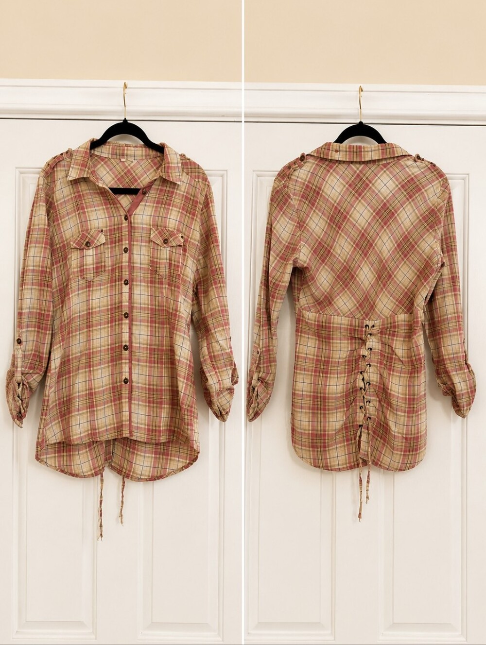 Whimsigoth Fairy Grunge Cottagecore Earthy Color Scheme Corset Flannel Size S - Picture 1 of 7
